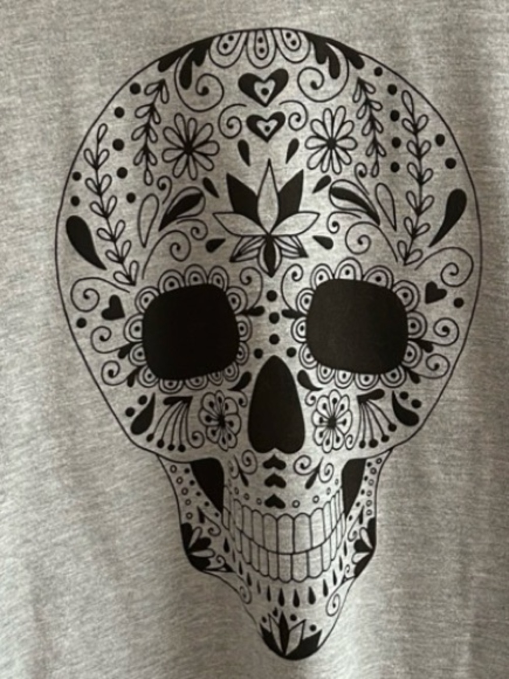 Gray Graphic Skull Short Sleeved Halloween shirt